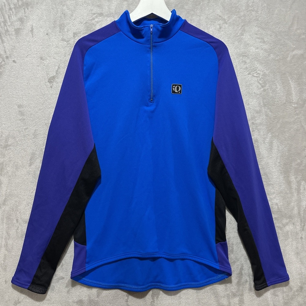 Vtg Pearl Izumi Technical Wear Vented Quarter Zip Cycling Shirt Blue Purple XL
